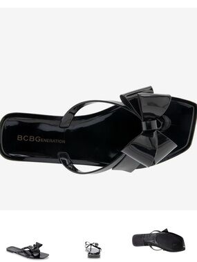 BCBGeneration Black Patent Bow Flip Sandal